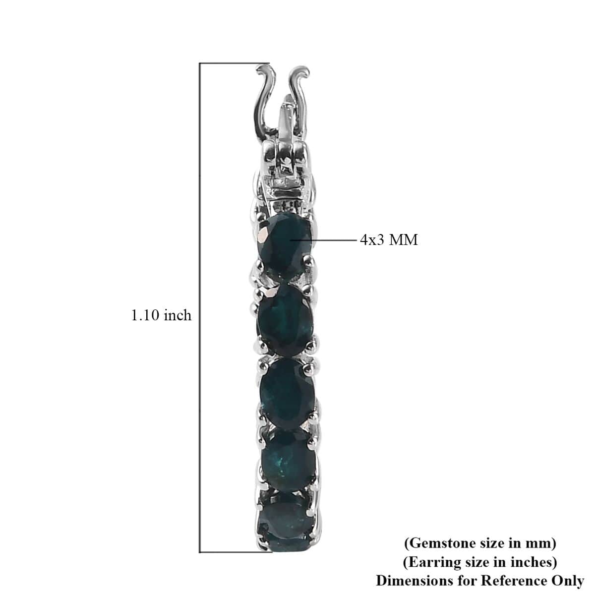 Teal Grandidierite Hoop Earrings in Platinum Over Sterling Silver 3.90 ctw image number 5