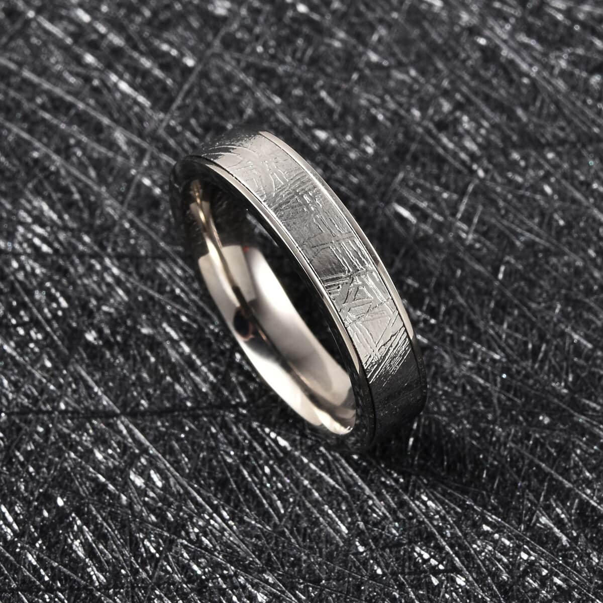 Marvelous Meteorite Band Ring in Titanium (Size 6.0) 10.70 ctw image number 1
