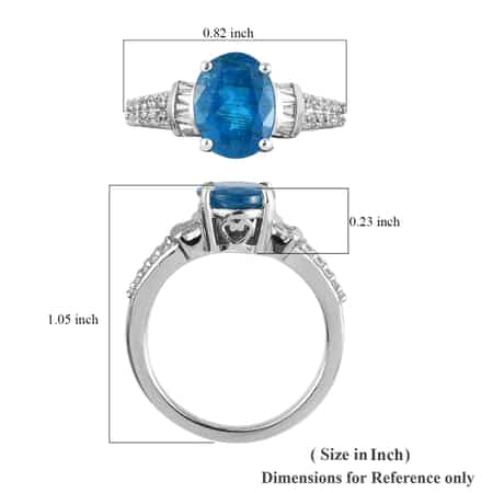 Malgache Neon Apatite and Natural White Zircon Ring in Platinum Over Sterling Silver (Size 10.0) 2.25 ctw image number 5