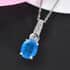 Malgache Neon Apatite and Natural White Zircon Pendant Necklace 20 Inches in Platinum Over Sterling Silver 2.00 ctw image number 1