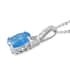 Malgache Neon Apatite and Natural White Zircon Pendant Necklace 20 Inches in Platinum Over Sterling Silver 2.00 ctw image number 3