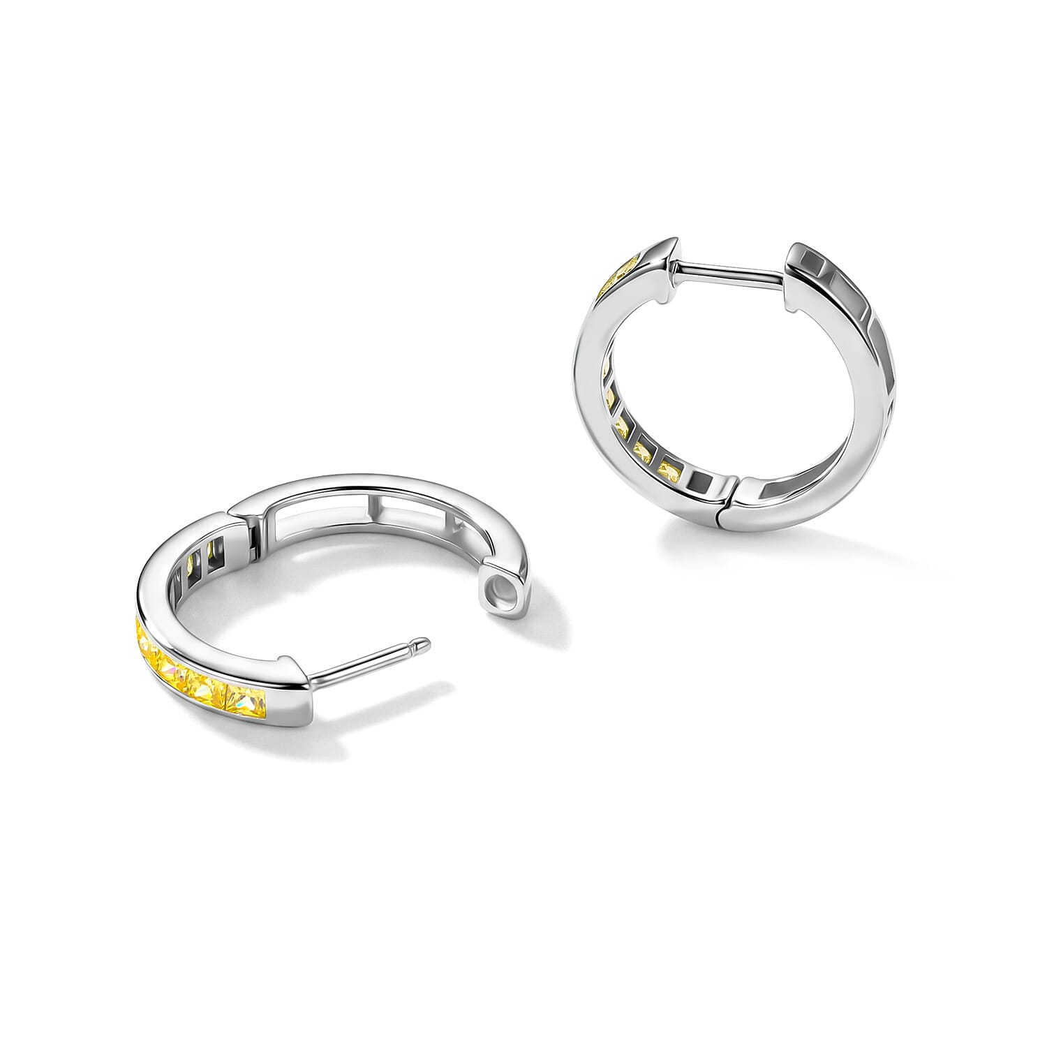 Simulated Yellow Diamond Earrings in Platinum Over Sterling Silver