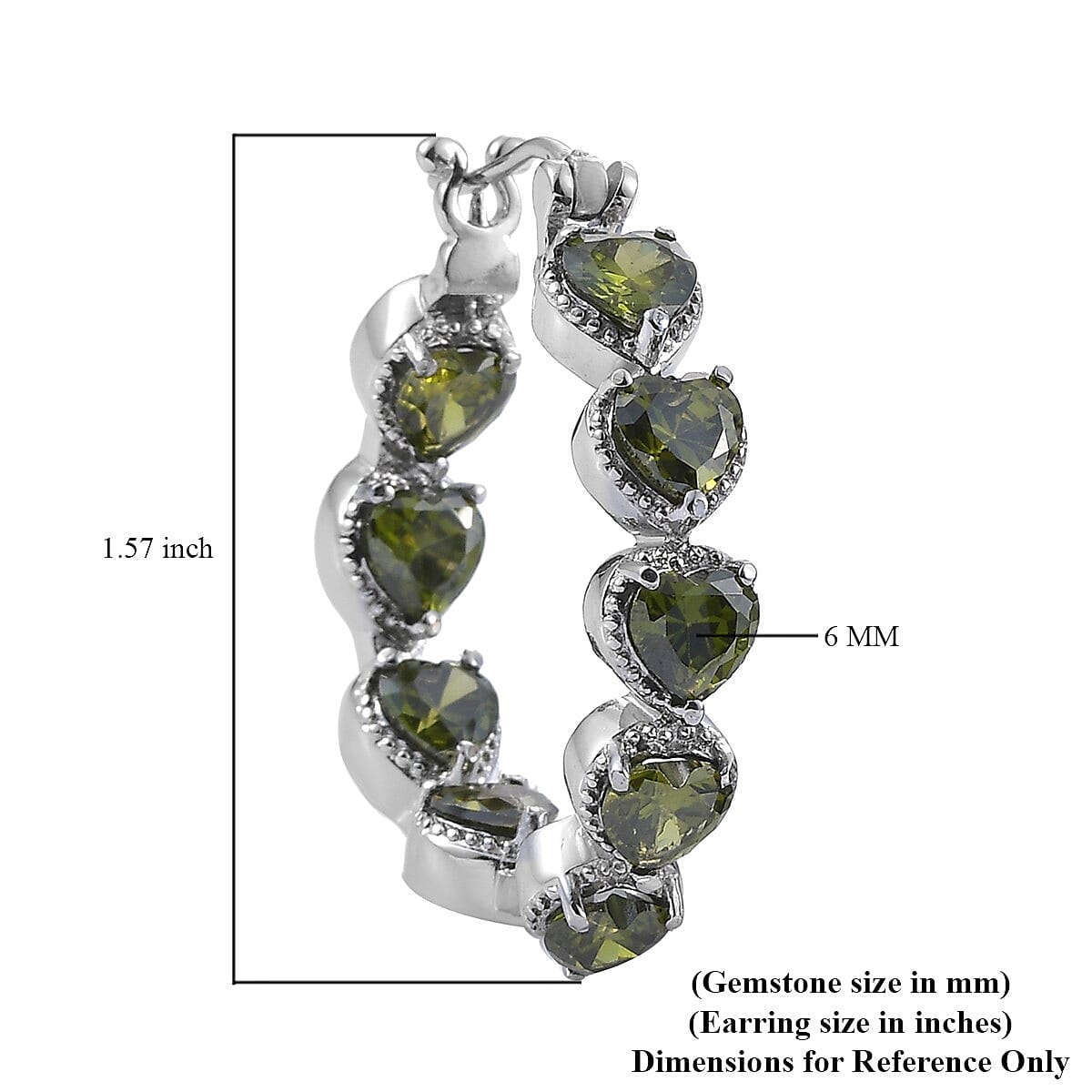 Simulated Green Diamond Inside Out Hoop Earrings in Stainless Steel 22.00 ctw image number 4