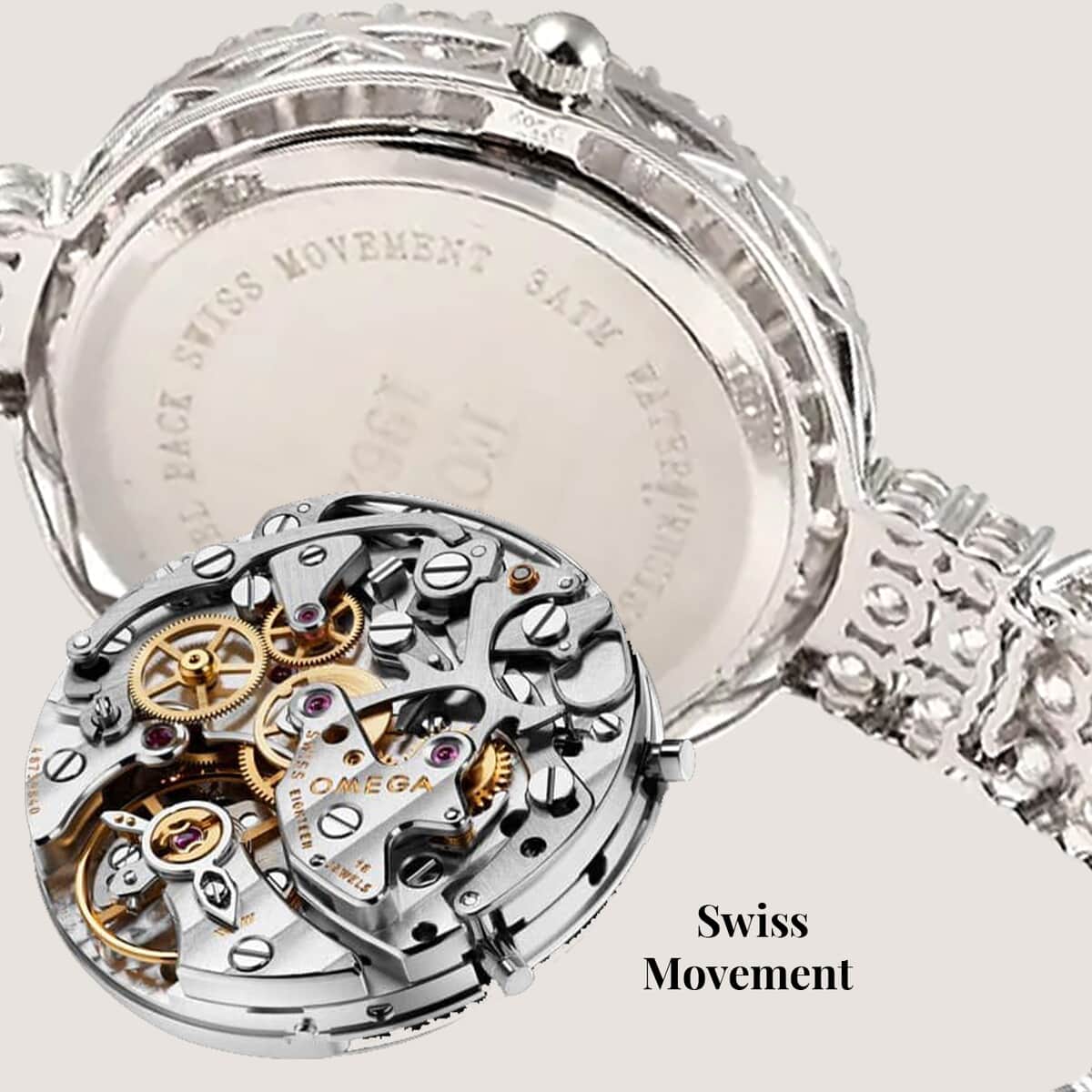 Mother's day jewelry EON 1962 Swiss Movement White Crystal MOP Dial ...