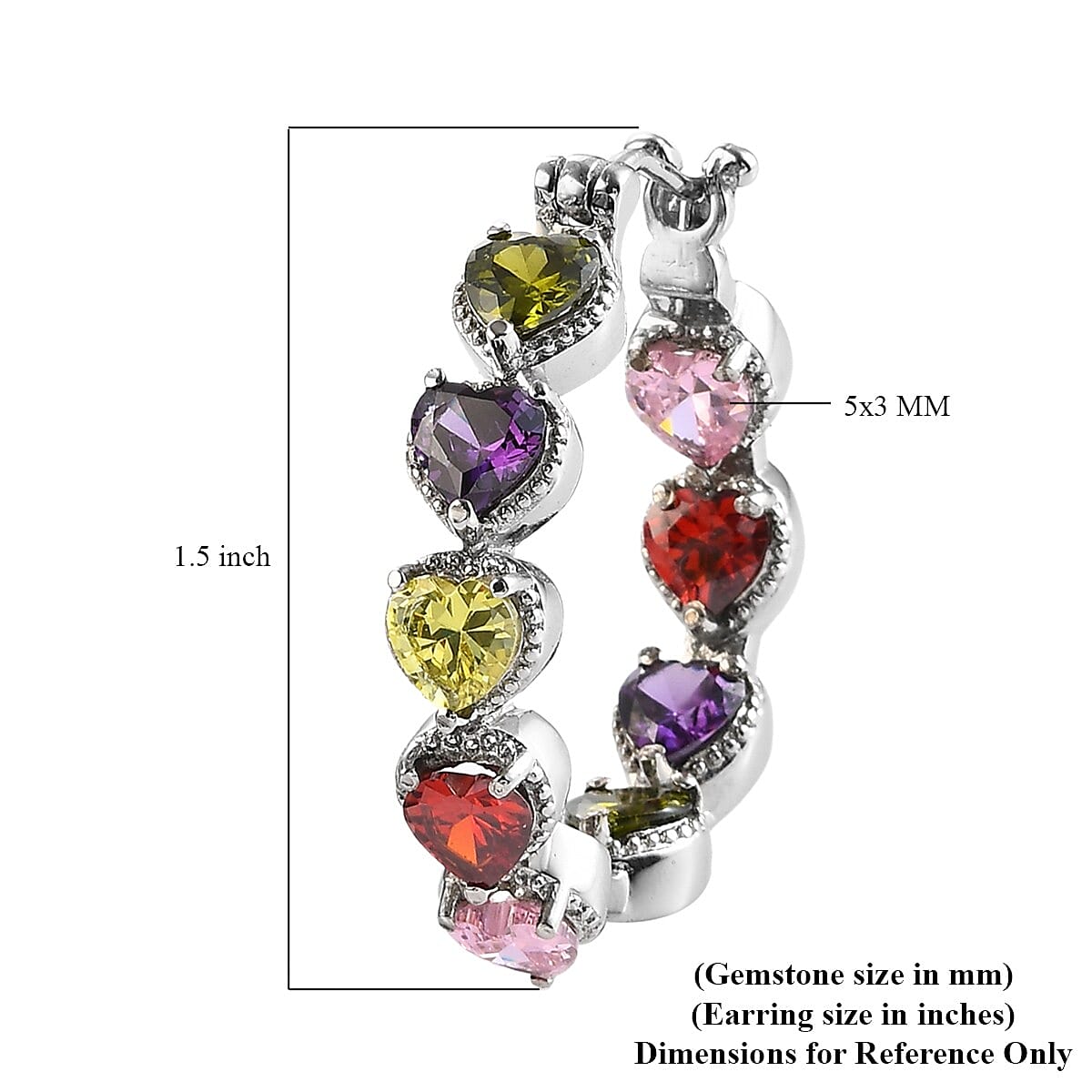 Simulated Multi Color Diamond Inside Out Hoop Earrings in Stainless Steel image number 4