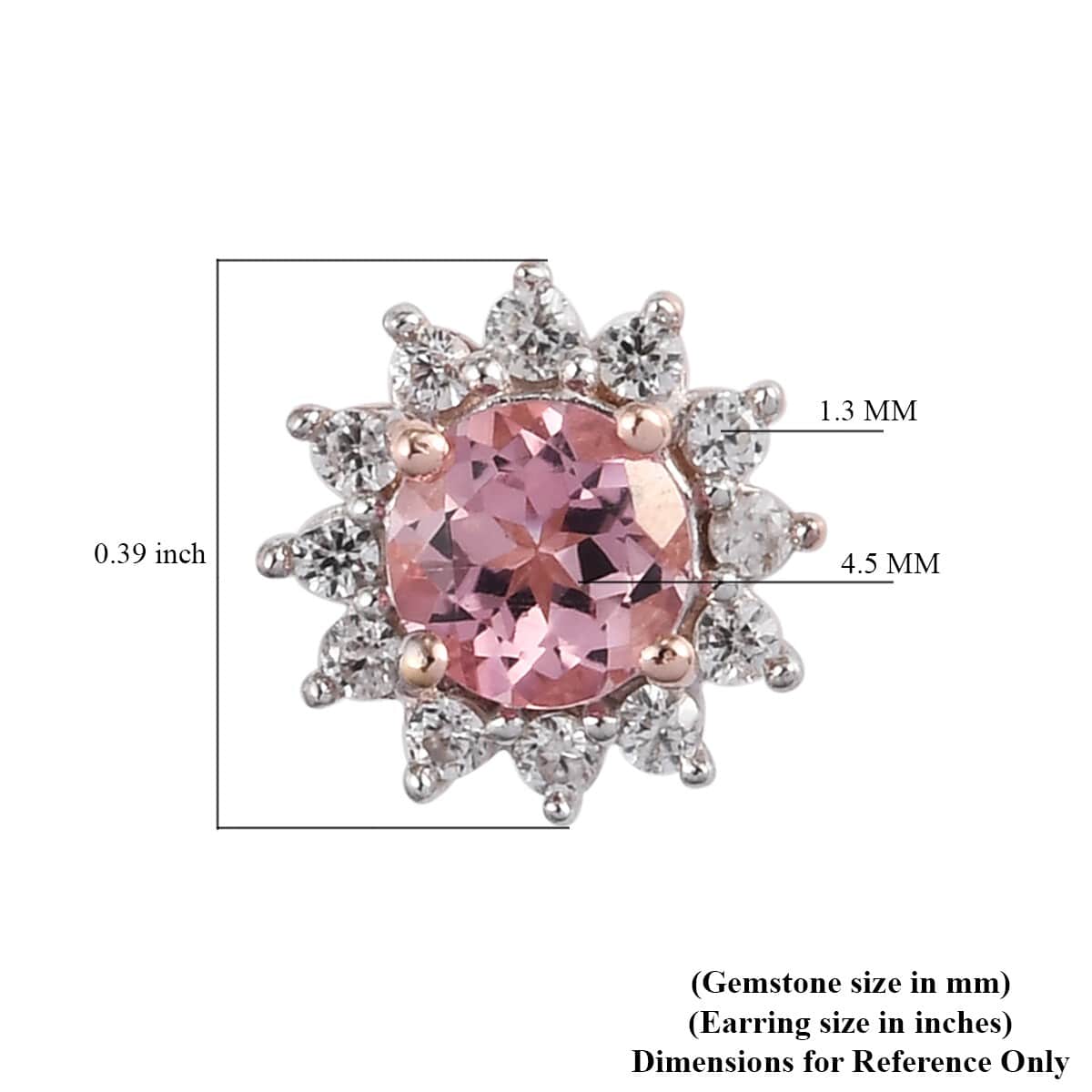Morro Redondo Pink Tourmaline and Zircon Stud Earrings in Vermeil Rose Gold Over Sterling Silver 1.10 ctw image number 4