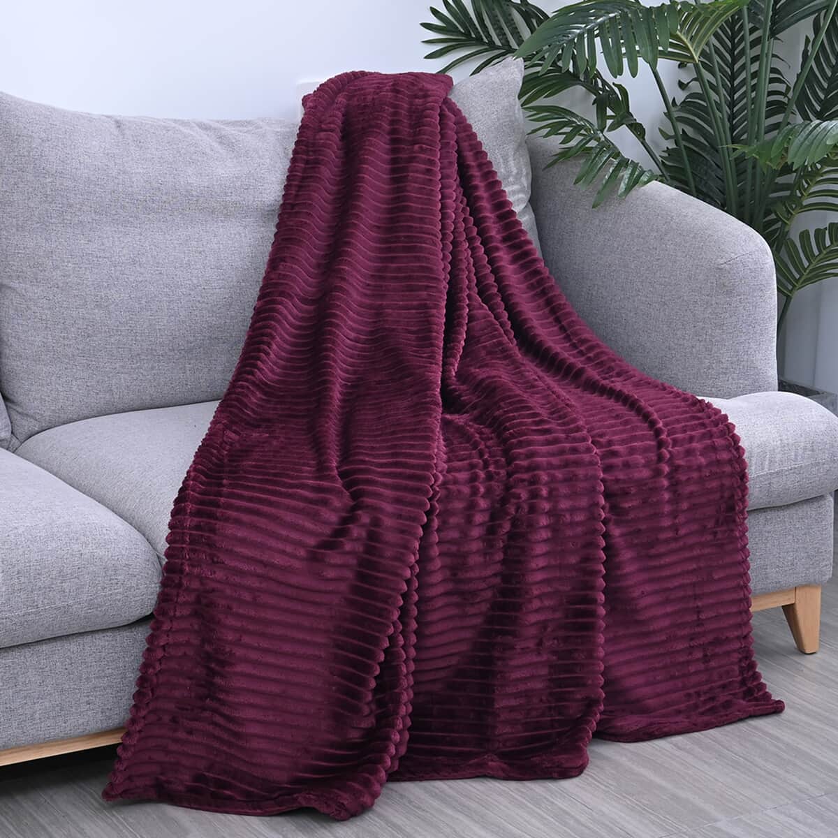 Bordeaux Luxurious Flannel Cord Blanket (59"x79") image number 0