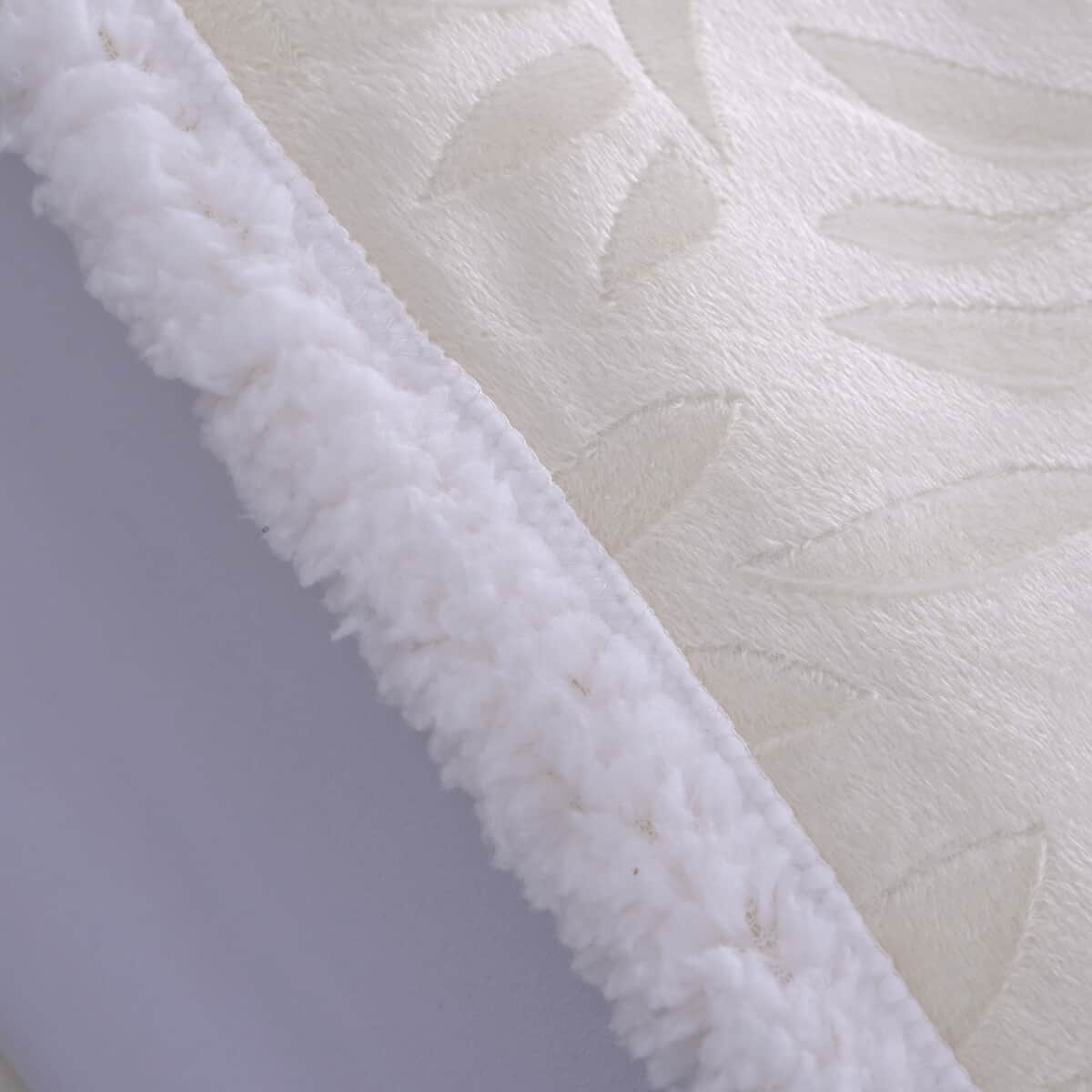 Homesmart Ivory Embossed Short Plush with White Sherpa Double Layer Blanket image number 3