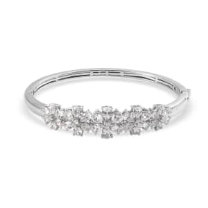 Lustro Stella Made with Finest CZ Bangle Bracelet in Platinum Over Sterling Silver (6.50 In) 11.70 ctw