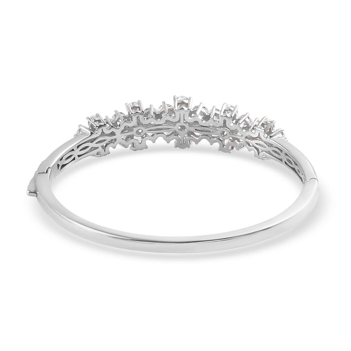 LUSTRO STELLA Made with Finest CZ Bangle Bracelet in Platinum Over Sterling Silver (6.50 In) 16.55 Grams 11.70 ctw image number 4