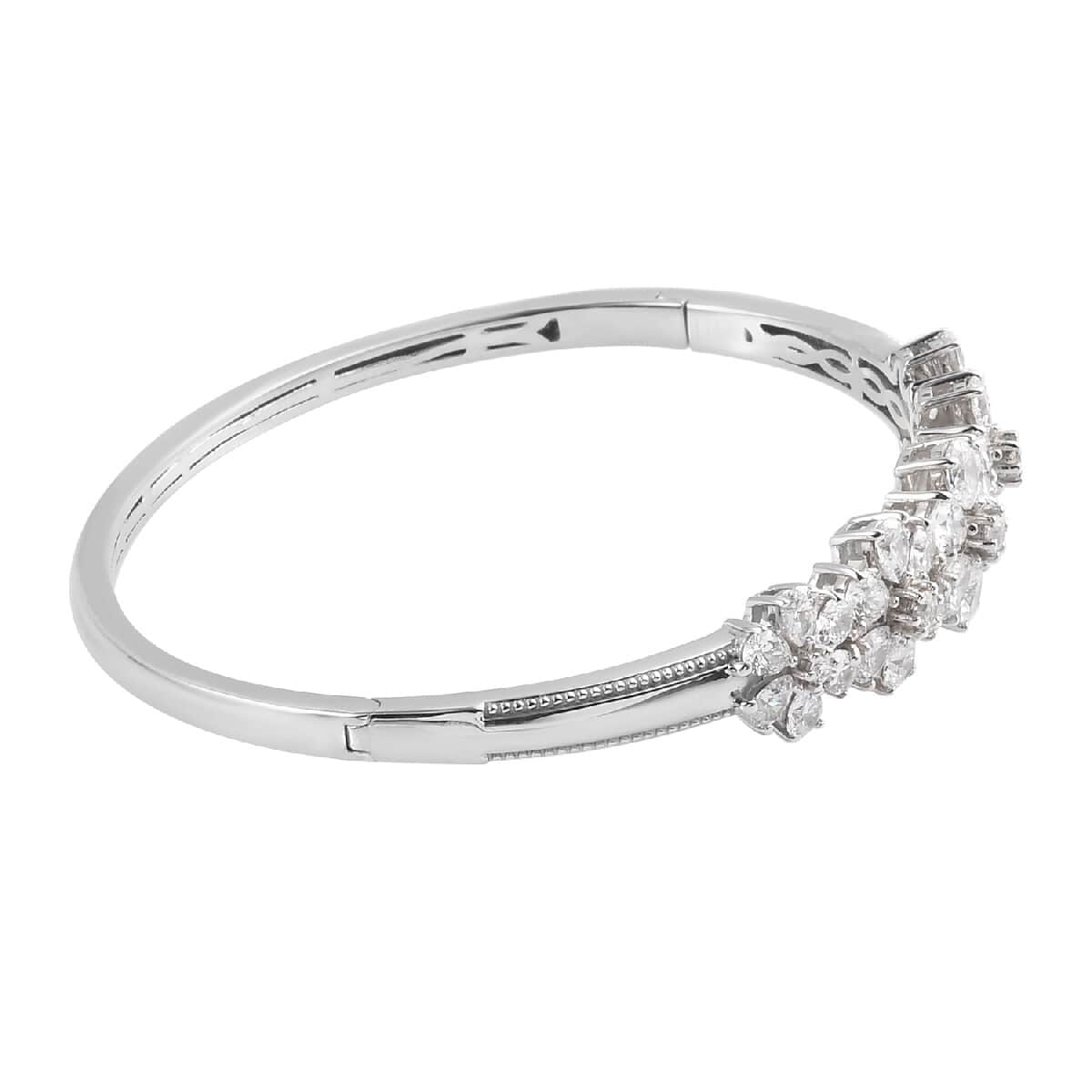 Lustro Stella Made with Finest CZ Bangle Bracelet in Platinum Over Sterling Silver (7.25 In) 11.70 ctw image number 3