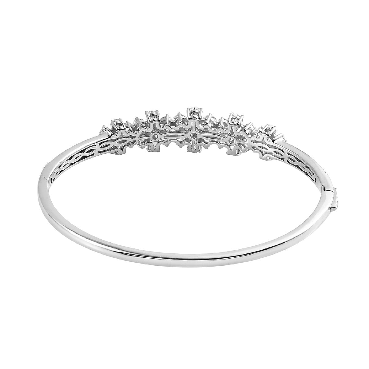 Lustro Stella Made with Finest CZ Bangle Bracelet in Platinum Over Sterling Silver (8.00 In) 11.70 ctw image number 4