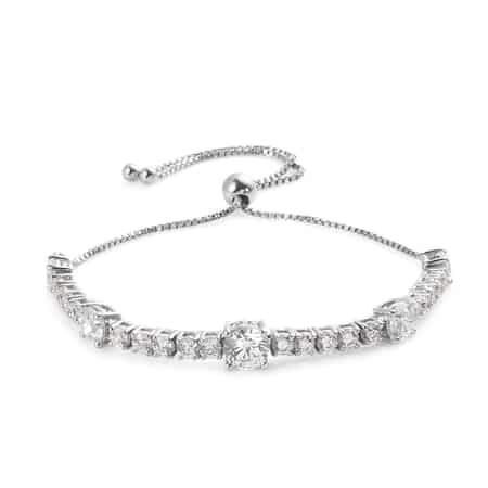 Lustro Stella Made with Finest CZ Bolo Bracelet in Platinum Over Sterling Silver 10.90 ctw image number 0