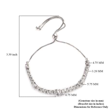 Lustro Stella Made with Finest CZ Bolo Bracelet in Platinum Over Sterling Silver 10.90 ctw image number 4