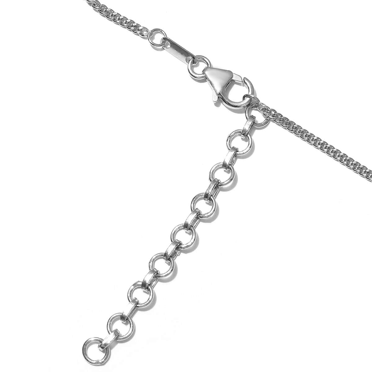 Lustro Stella Made with Finest Mint and White CZ V-Shape Necklace 18 Inches in Platinum Over Sterling Silver 10.15 ctw image number 4