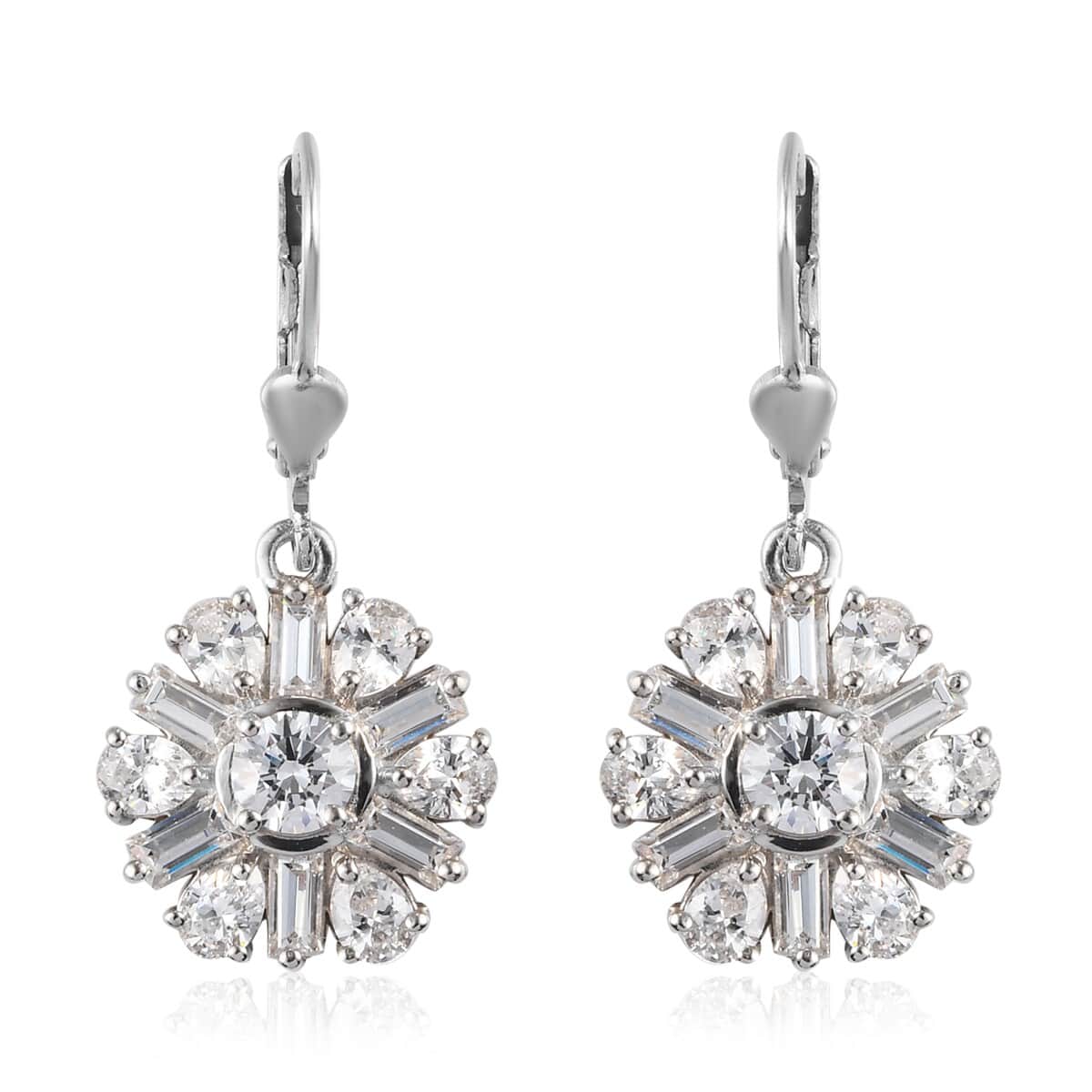 Lustro Stella Made with Finest CZ Dangle Earrings in Platinum Over Sterling Silver 5.65 ctw image number 0