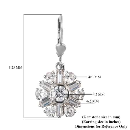 Lustro Stella Made with Finest CZ Dangle Earrings in Platinum Over Sterling Silver 5.65 ctw image number 4