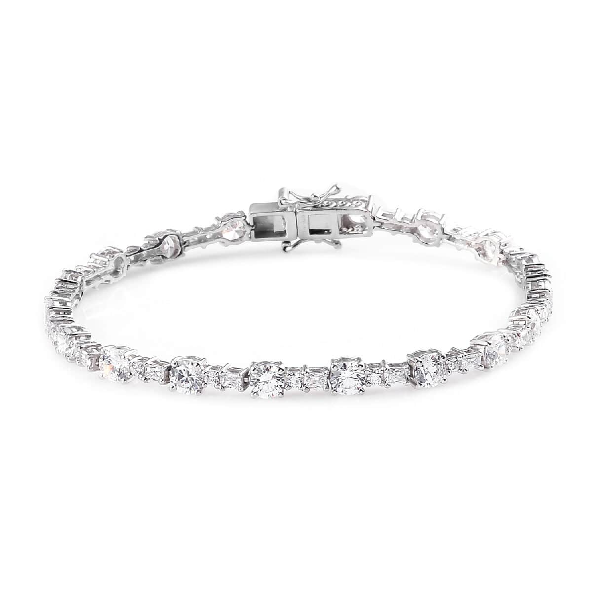 Lustro Stella Made with Finest CZ Bracelet in Platinum Over Sterling Silver (7.25 In) 9 Grams 15.20 ctw image number 0