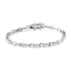 Lustro Stella Made with Finest CZ Bracelet in Platinum Over Sterling Silver (7.25 In) 9 Grams 15.20 ctw