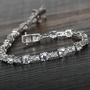 Lustro Stella Made with Finest CZ Bracelet in Platinum Over Sterling Silver (7.25 In) 9 Grams 15.20 ctw