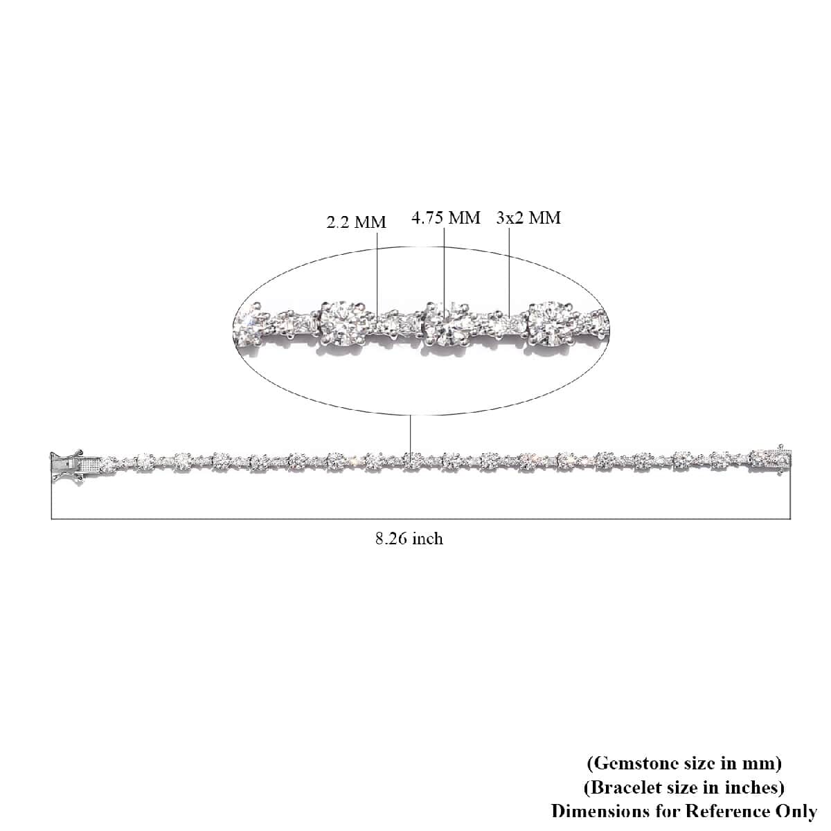 Lustro Stella Made with Finest CZ Bracelet in Platinum Over Sterling Silver (7.25 In) 9 Grams 15.20 ctw image number 4