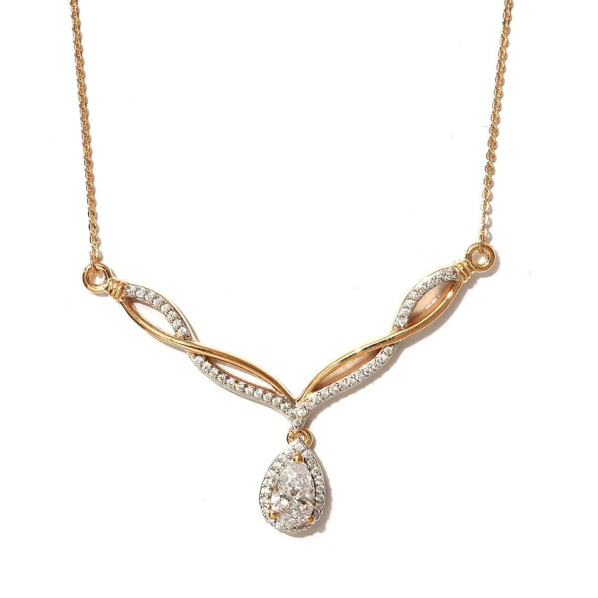 LUSTRO STELLA Made with Finest CZ Necklace (18 Inches) in Vermeil Yellow Gold Over Sterling Silver 1.90 ctw image number 0