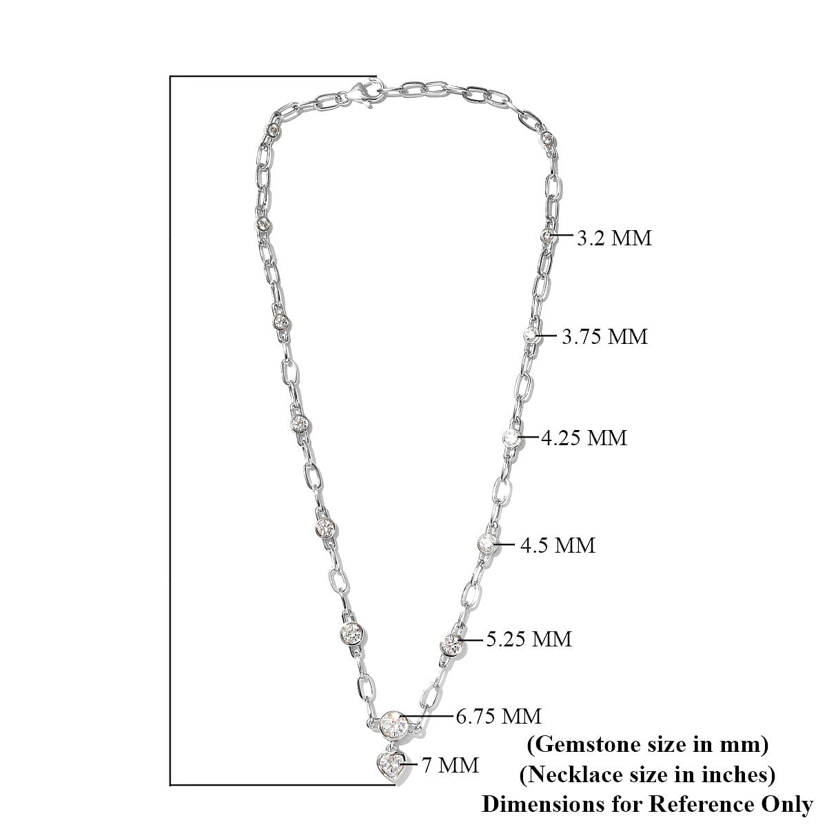 Lustro Stella Made with Finest CZ Necklace 18 Inches in Platinum Over Sterling Silver 9.90 ctw