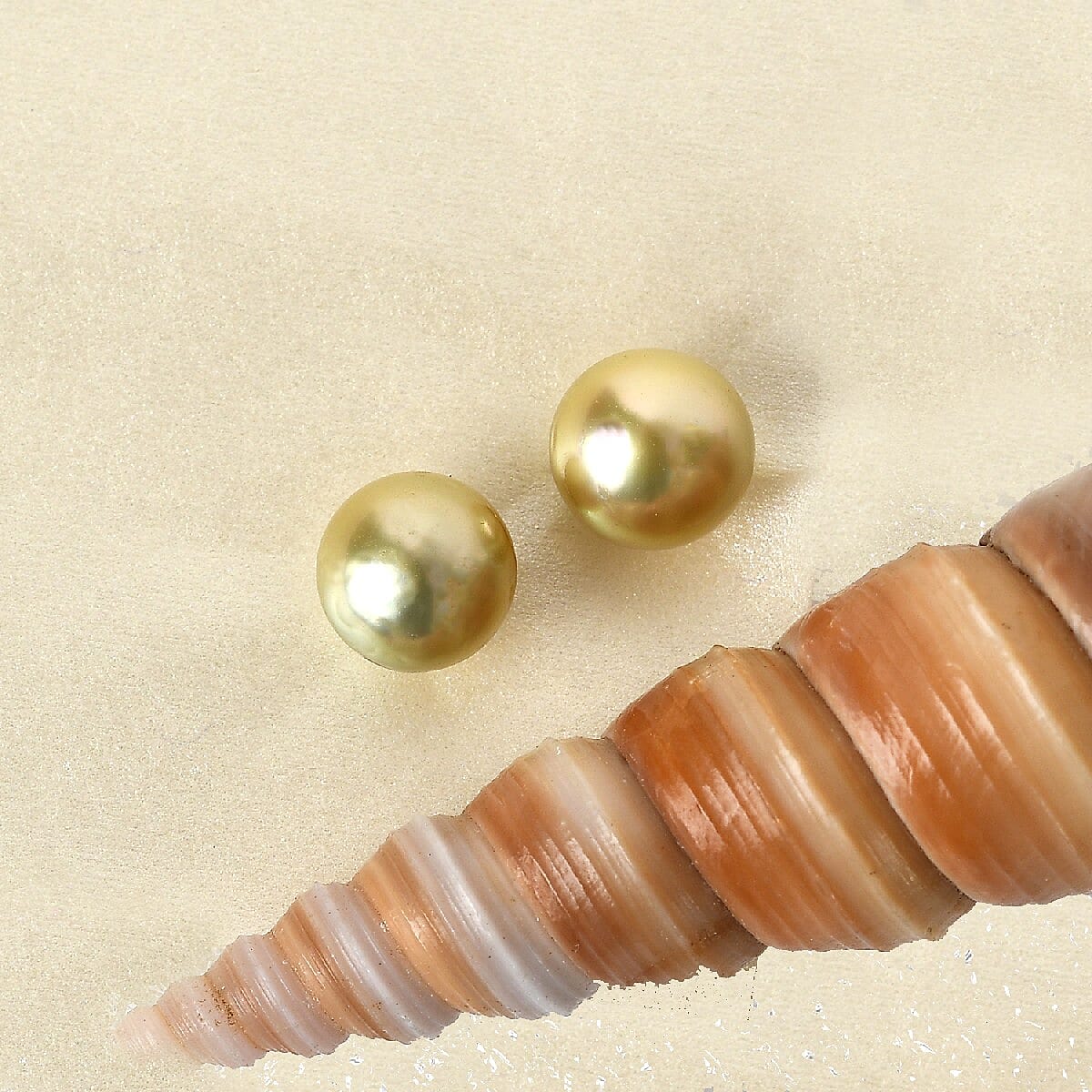 South Sea Golden Cultured Pearl Stud Earrings in Platinum Over Sterling Silver image number 1