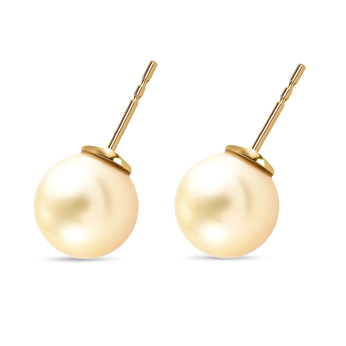 South Sea Pearl 10-12mm Stud Earrings in Vermeil Yellow Gold Over Sterling Silver image number 3