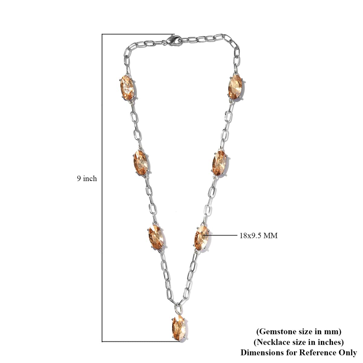 Designer Inspired KARIS Golden Shadow Crystal Station Necklace 18 Inches in Platinum Bond image number 0