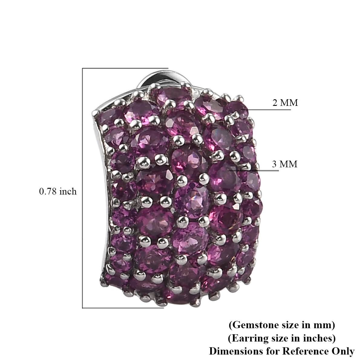 Purple Garnet Latch Back Cluster Earrings in Platinum Over Sterling Silver 7.10 ctw image number 4