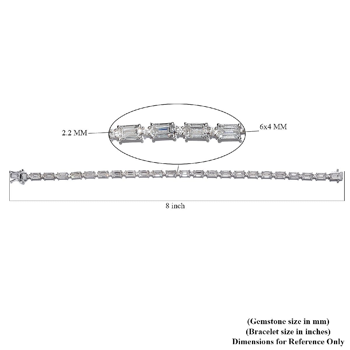 Lustro Stella Made with Finest CZ Bracelet in Platinum Over Sterling Silver (8.00 In) 26.70 ctw