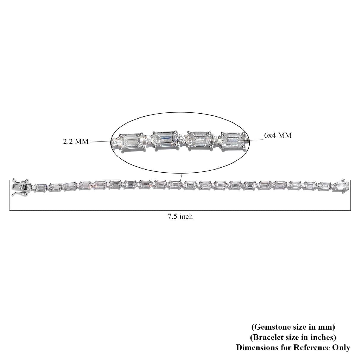 Lustro Stella Made with Finest CZ Bracelet in Platinum Over Sterling Silver (7.25 In) 11.75 Grams 24.35 ctw image number 4