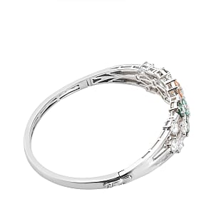 Lustro Stella Made with Finest Multi Color CZ Bangle Bracelet in Platinum Over Sterling Silver (7.25 In) 19.00 ctw