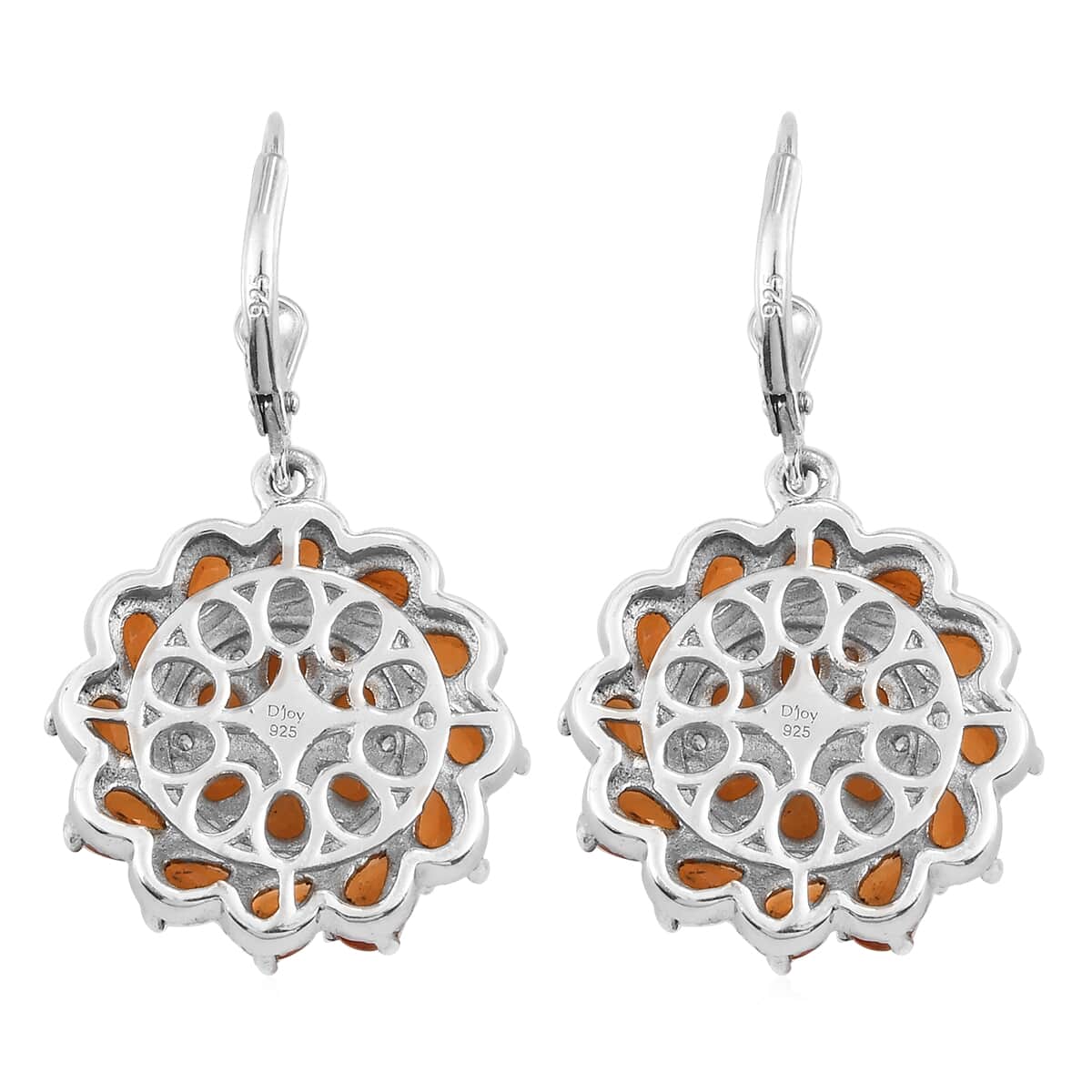 Jalisco Fire Opal and Natural White Zircon Floral Earrings in Platinum Over Sterling Silver 9.70 Grams 5.70 ctw image number 3