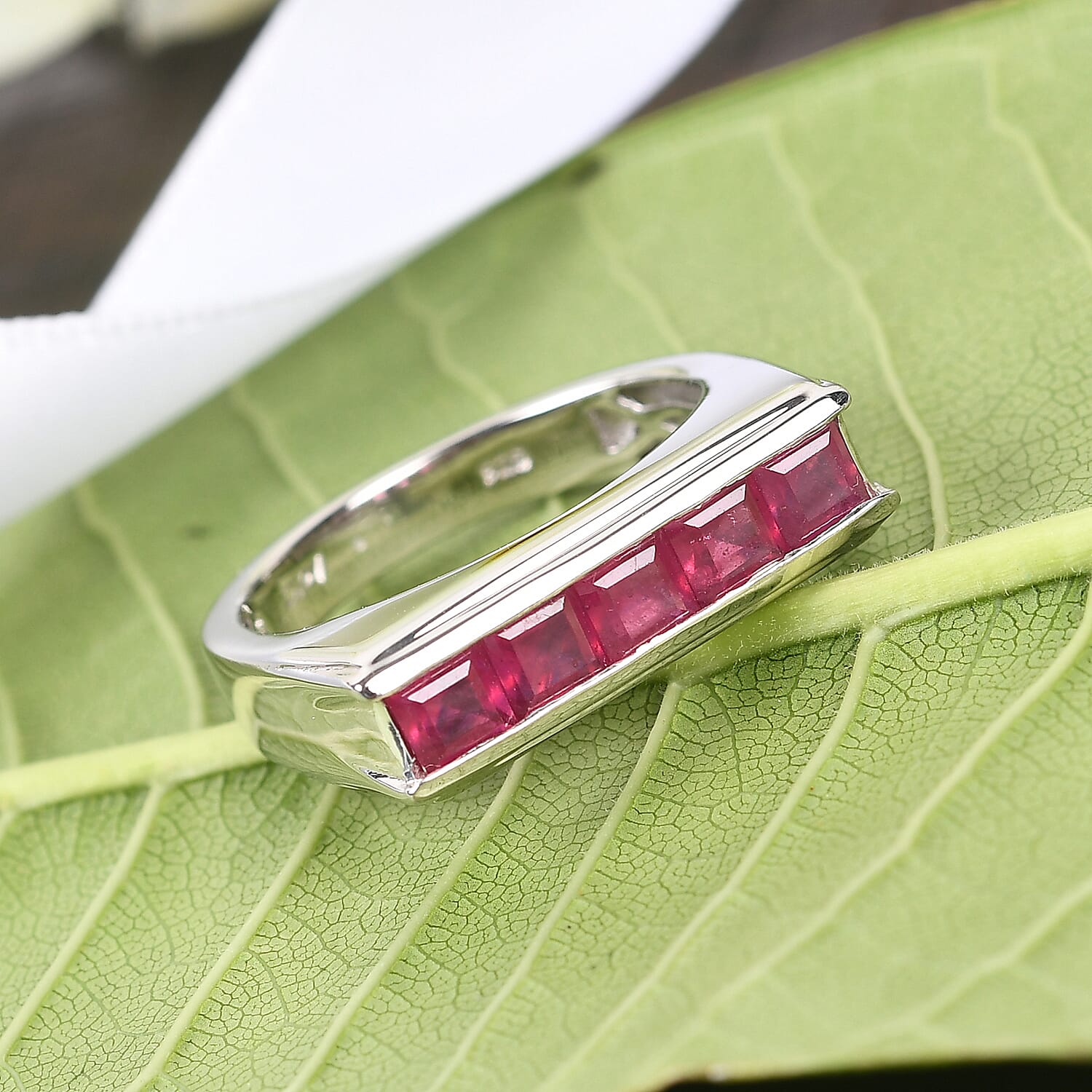 Niassa Ruby (FF) Men's Ring in Platinum Over Sterling Silver (Size 11.0) 2.60 ctw