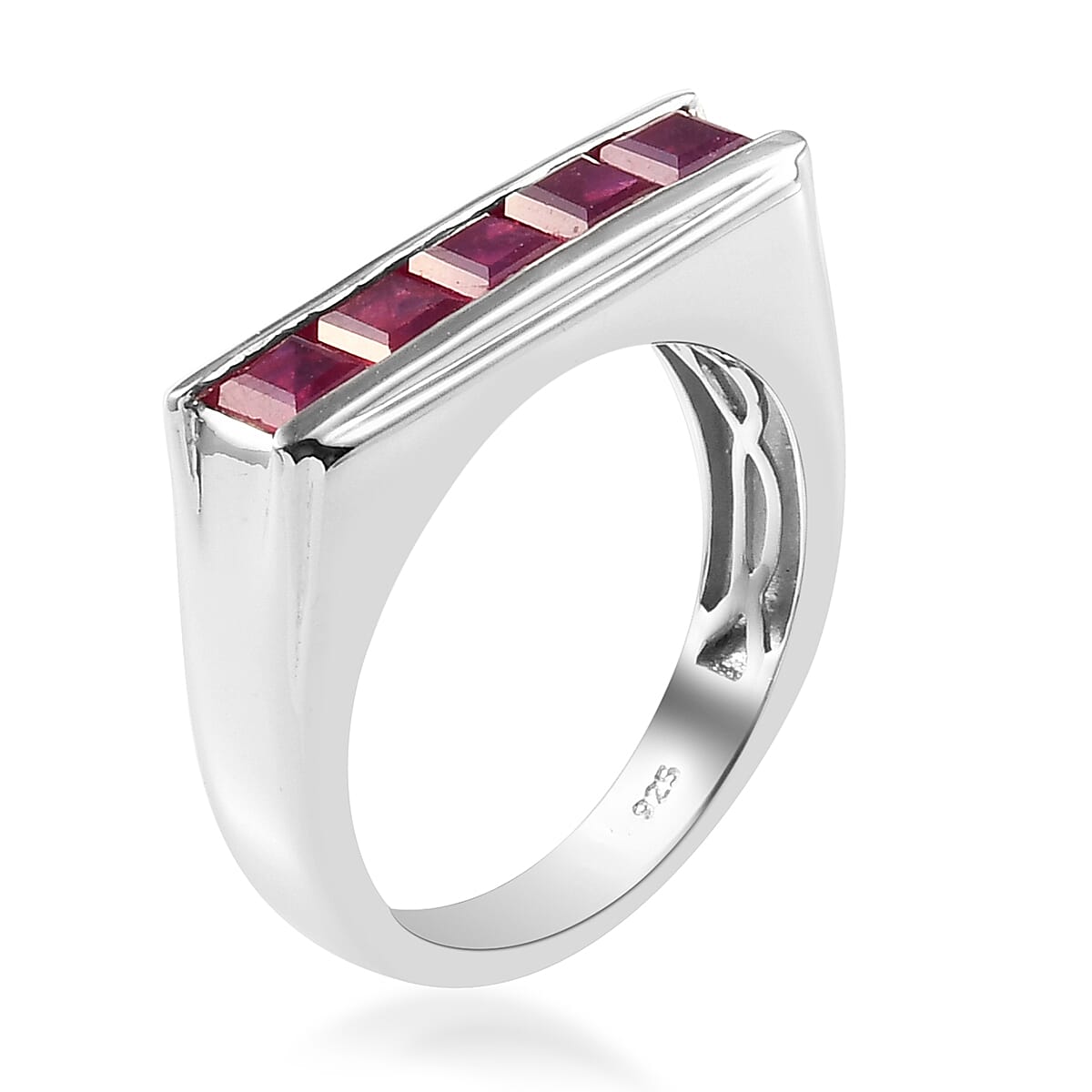 Niassa Ruby (FF) Men's Ring in Platinum Over Sterling Silver (Size 11.0) 2.60 ctw