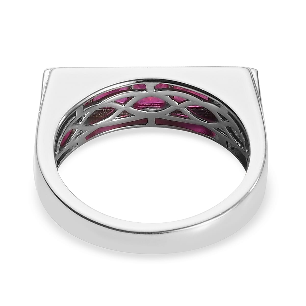 Niassa Ruby (FF) Men's Ring in Platinum Over Sterling Silver (Size 11.0) 2.60 ctw