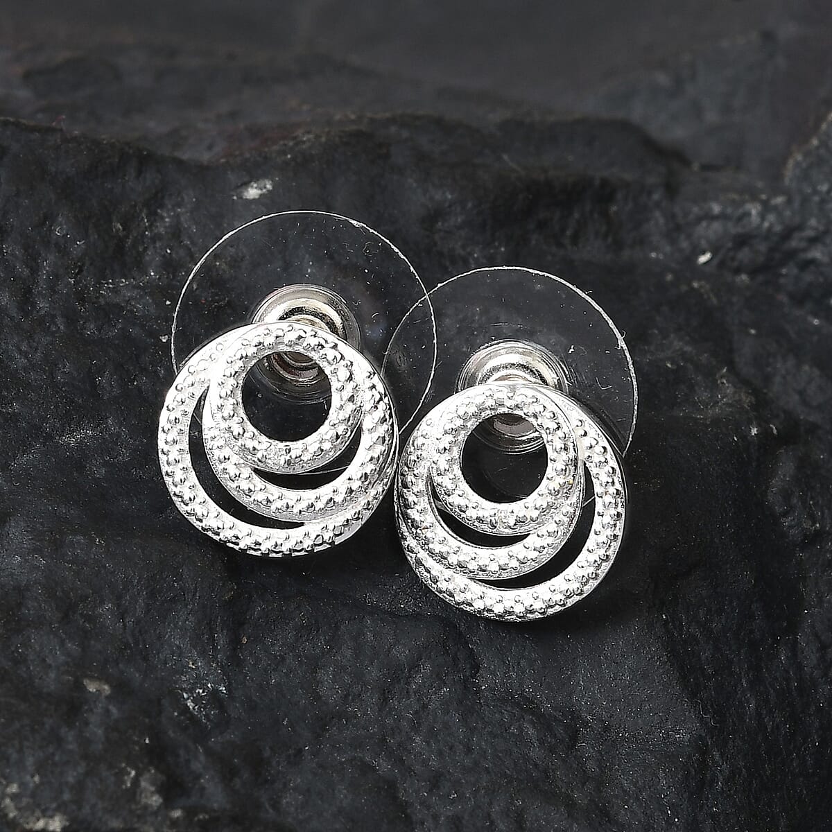 Moissanite Accent Earrings in Sterling Silver image number 1