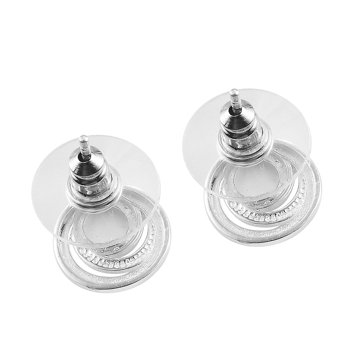 Moissanite Accent Earrings in Sterling Silver image number 3