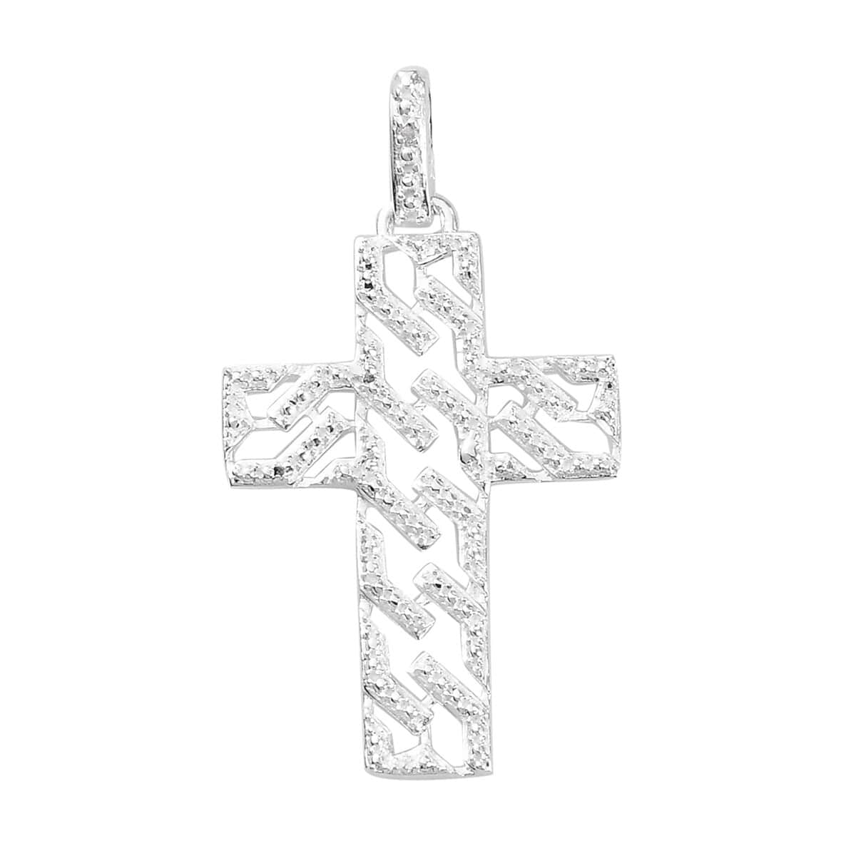 Moissanite Accent Cross Pendant in Sterling Silver image number 0