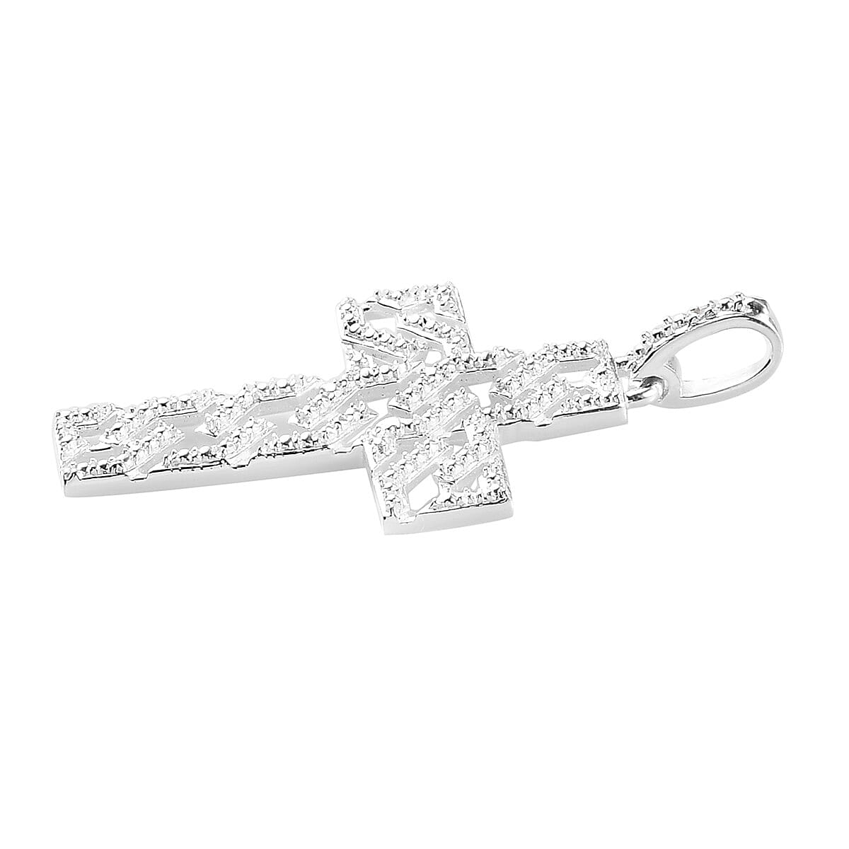 Moissanite Accent Cross Pendant in Sterling Silver