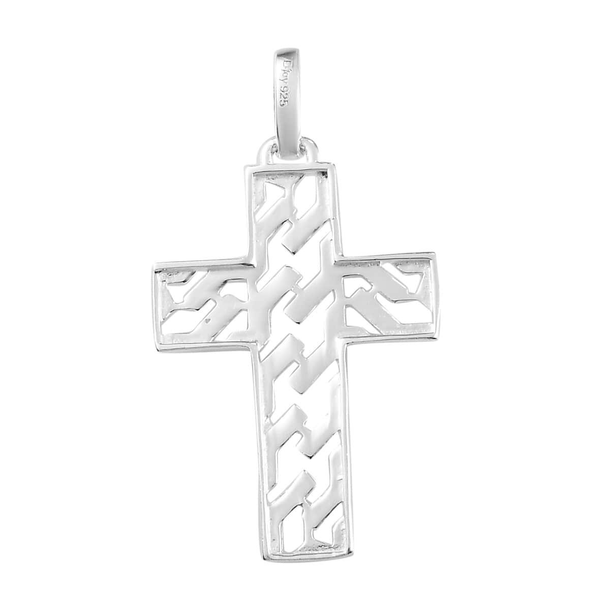 Moissanite Accent Cross Pendant in Sterling Silver image number 3