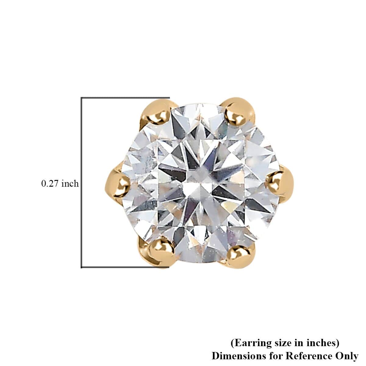 Luxoro 100 Facet Moissanite Stud Earrings in 10K Yellow Gold, Moissanite Studs, Gold Solitaire Earrings, Anniversary Gifts For Her 1.60 ctw image number 4