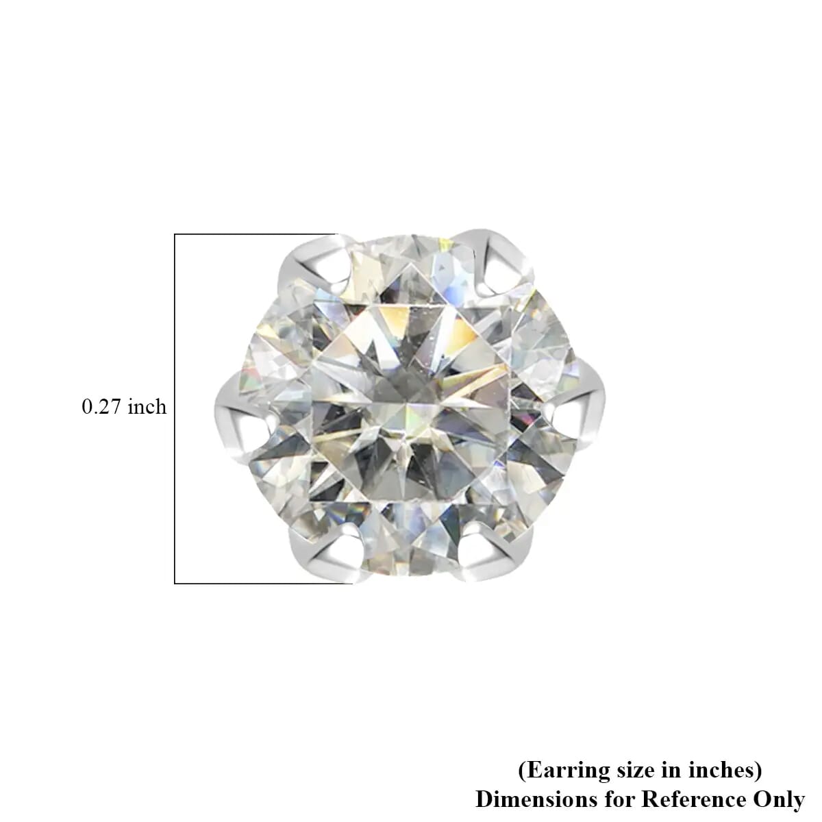 10K White Gold 100 Facet Moissanite Stud Earrings 1.75 ctw image number 6