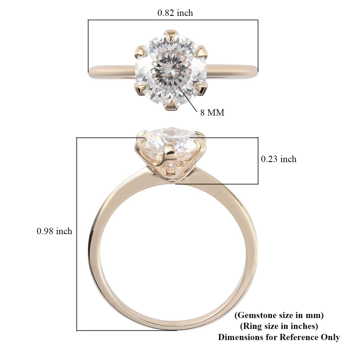 LUXORO 10K Yellow Gold 100 Facet Moissanite Solitaire Ring 1.90 ctw image number 5