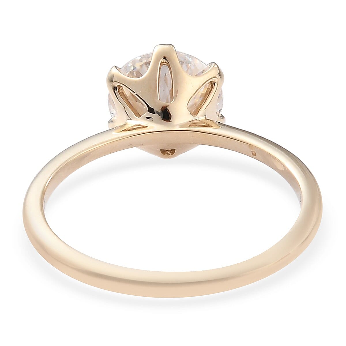Luxoro 10K Yellow Gold 100 Facet Moissanite Solitaire Ring (Size 5.0) 1.90 ctw image number 4