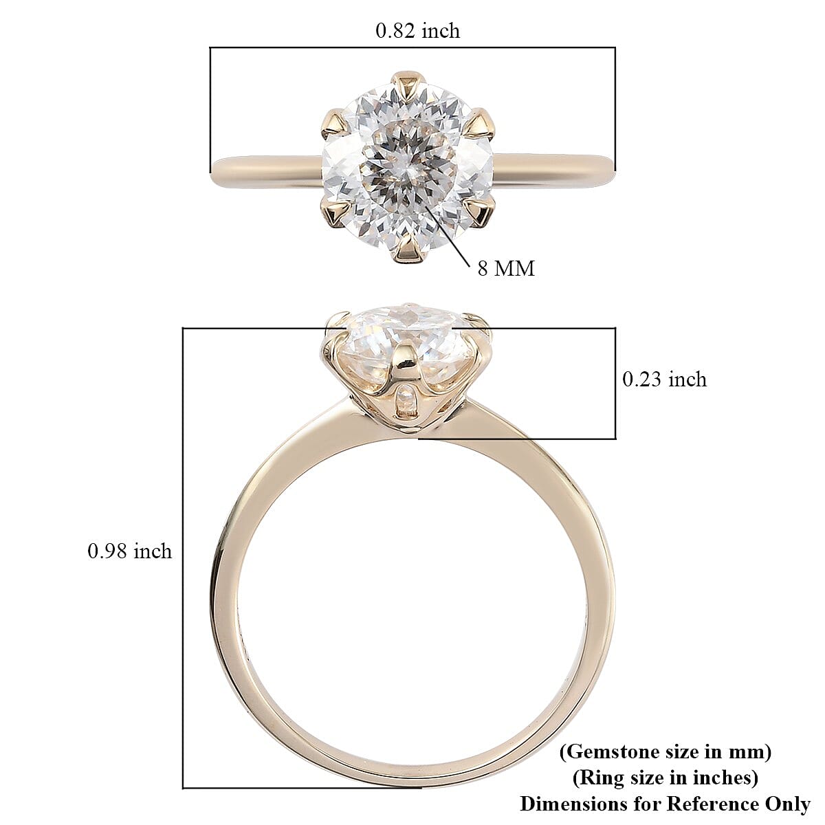 Luxoro 10K Yellow Gold 100 Facet Moissanite Solitaire Ring (Size 5.0) 1.90 ctw image number 5