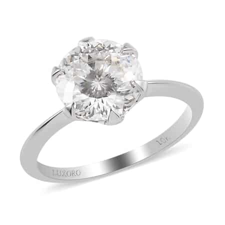 LUXORO 10K White Gold 100 Facet Moissanite Solitaire Ring (Size 6.0) 1.90 ctw image number 0