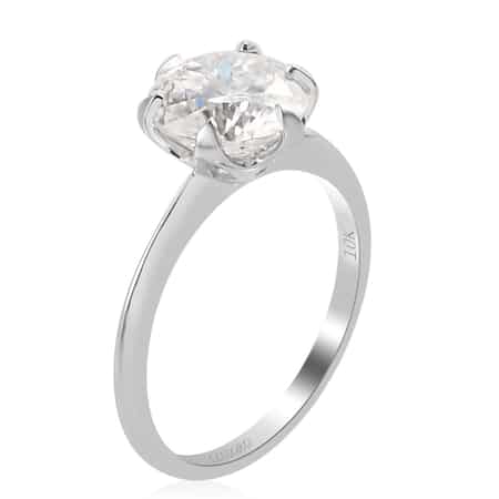 LUXORO 10K White Gold 100 Facet Moissanite Solitaire Ring (Size 6.0) 1.90 ctw image number 3